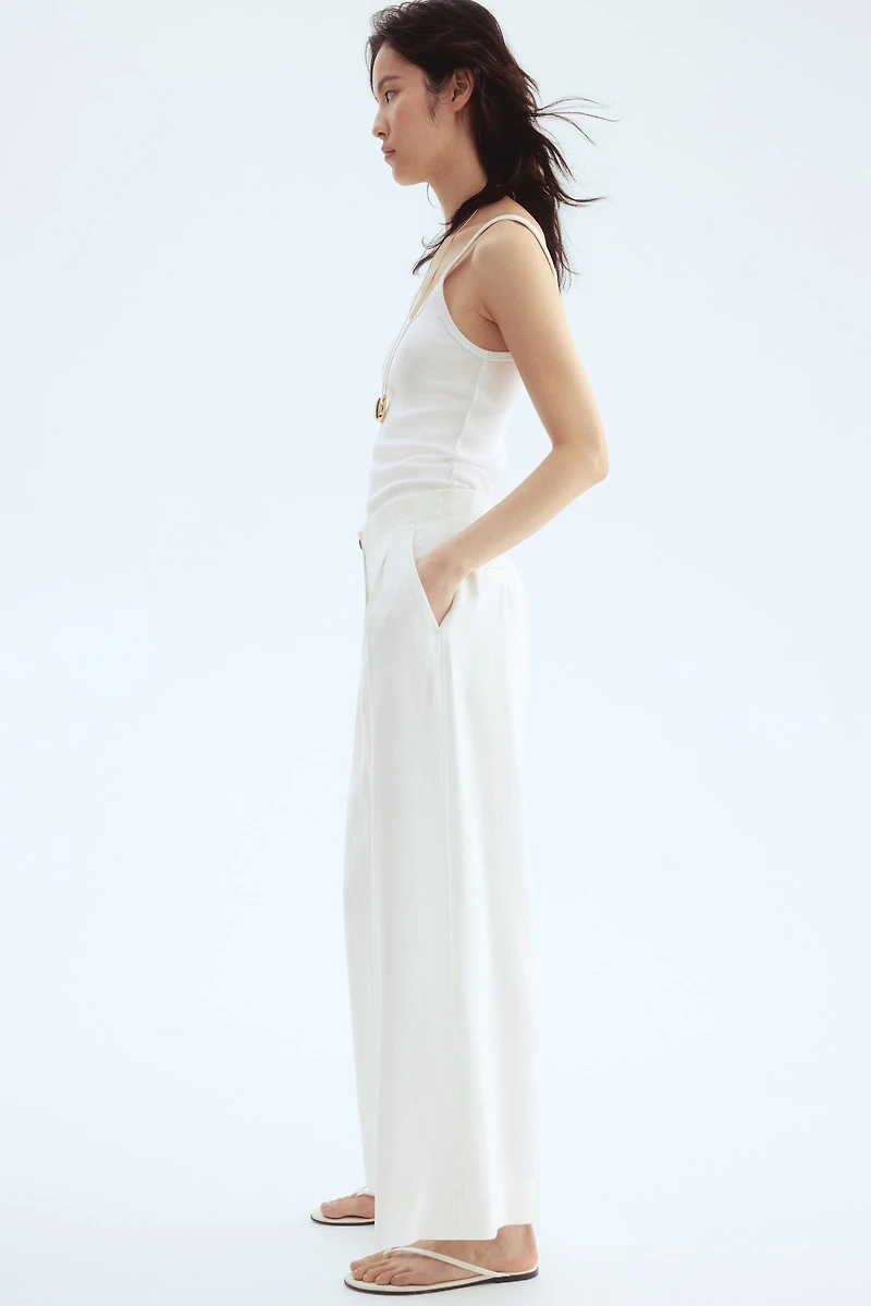 Wide-Leg Ankle-Length Pants
