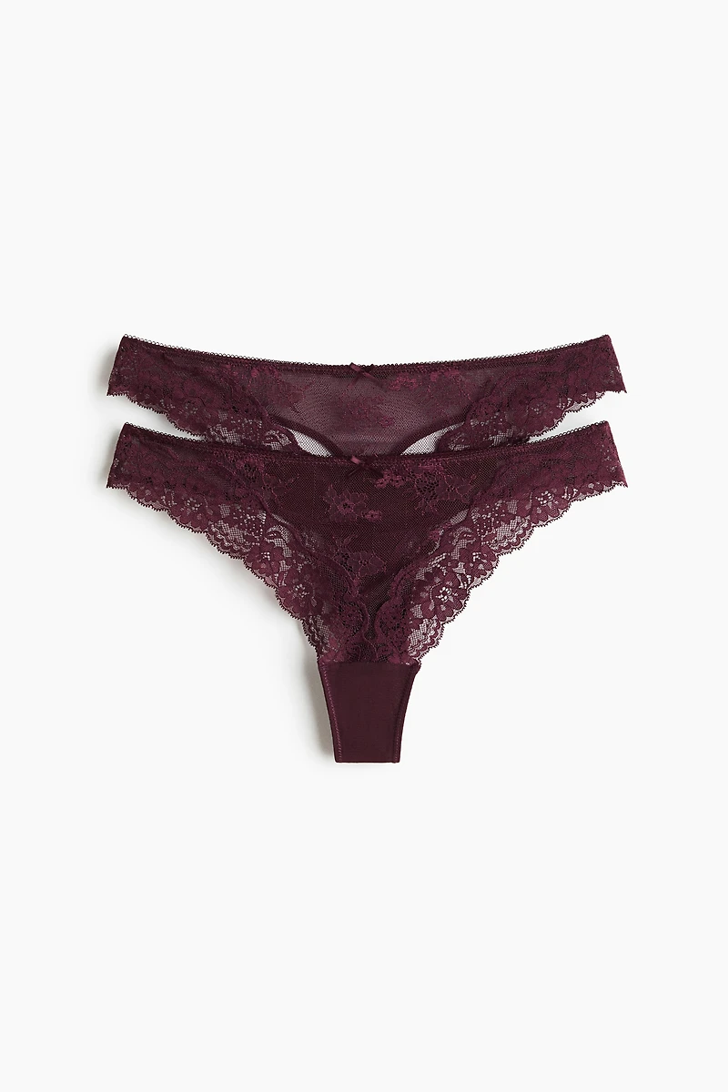2-Pack Lace Thong Briefs