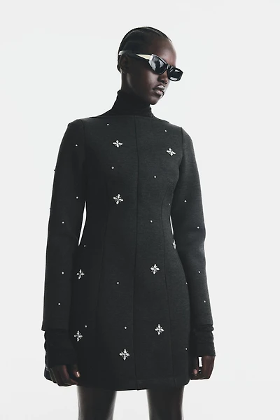 Rhinestone-Embellished Scuba Dress