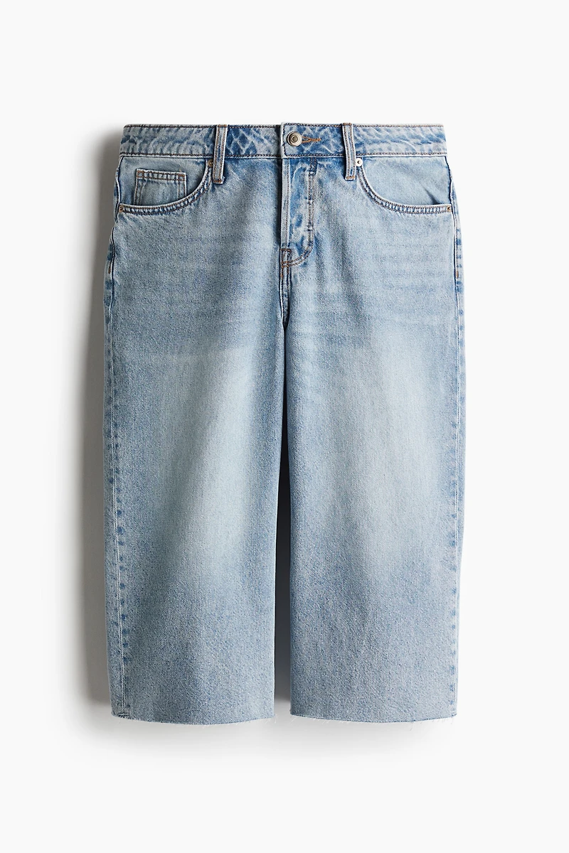 Low Knee-Length Denim Shorts