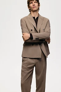 Pantalon de costume classique en laine mélangée