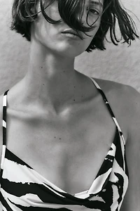 Printed Cowl-Neck Dress