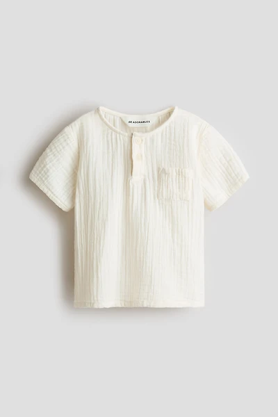 Cotton Muslin Henley Shirt