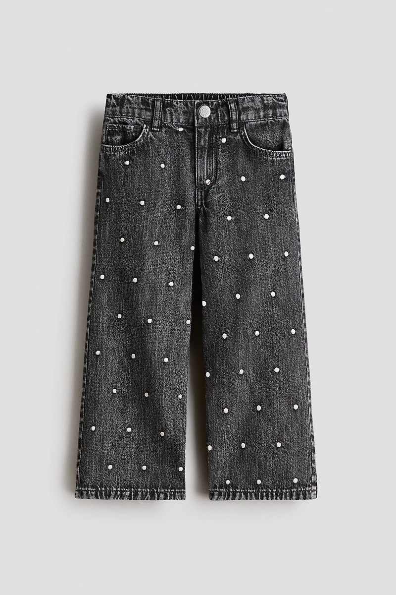 Wide-Leg Jeans with Motif Details