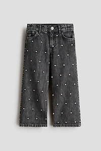 Wide-Leg Jeans with Motif Details