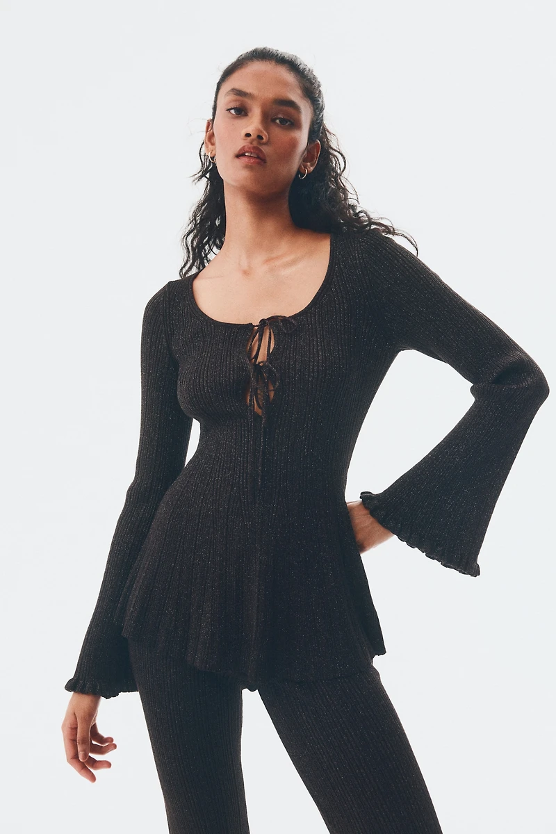 Shimmery Rib-Knit Top