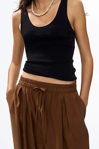 Barrel-Leg Drawstring Pants