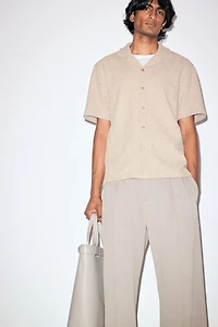Regular Fit Herringbone-Weave Resort Shirt