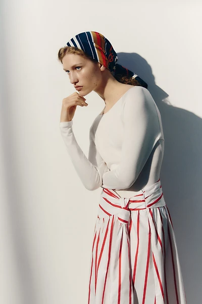Tie-Detail Poplin Skirt