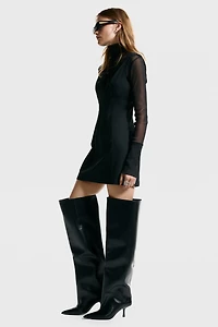 Defined-Waist V-Neck Dress