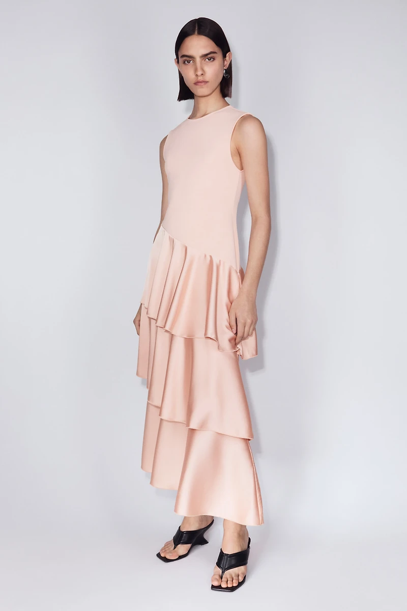 Ponte Dress with Satin Skirt