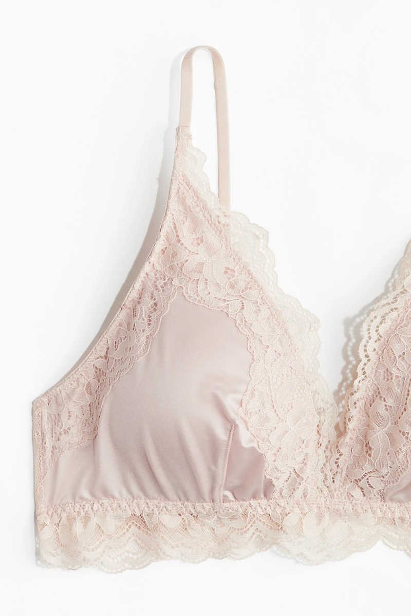 Padded Soft-Cup Microfiber and Lace Bra