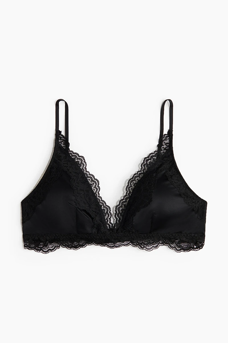 Soutien-gorge coussiné en microfibre et dentelle