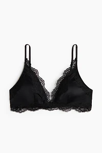 Soutien-gorge coussiné en microfibre et dentelle