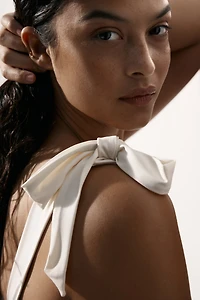 Padded-Cup Tie-Shoulder-Strap Swimsuit