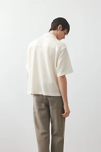 Chemise gaufrée ample à col cubain