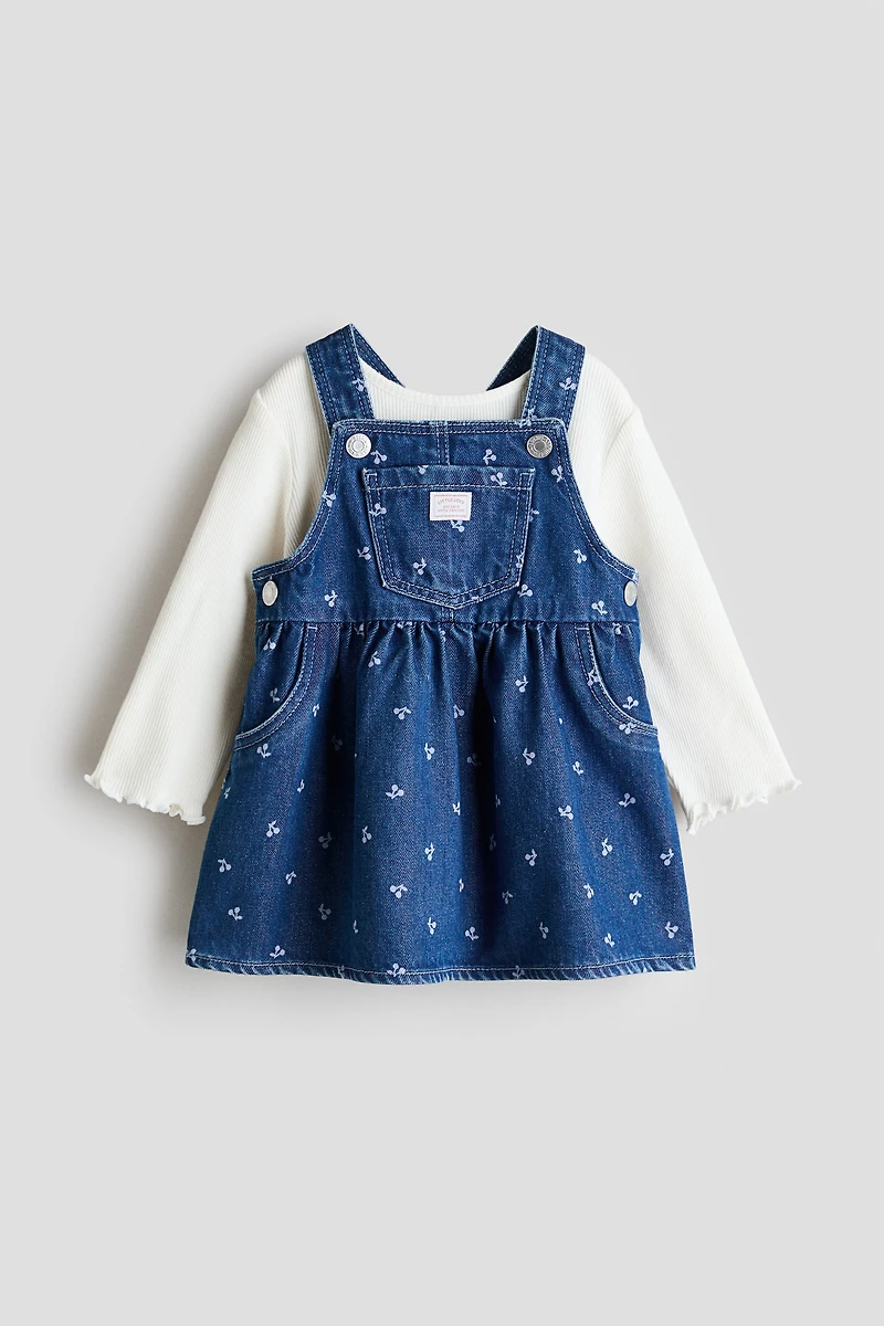 2-Piece Overall Dress and Top Set