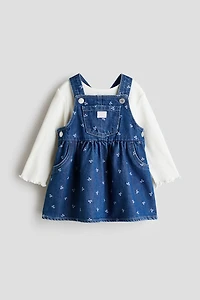 2-Piece Overall Dress and Top Set