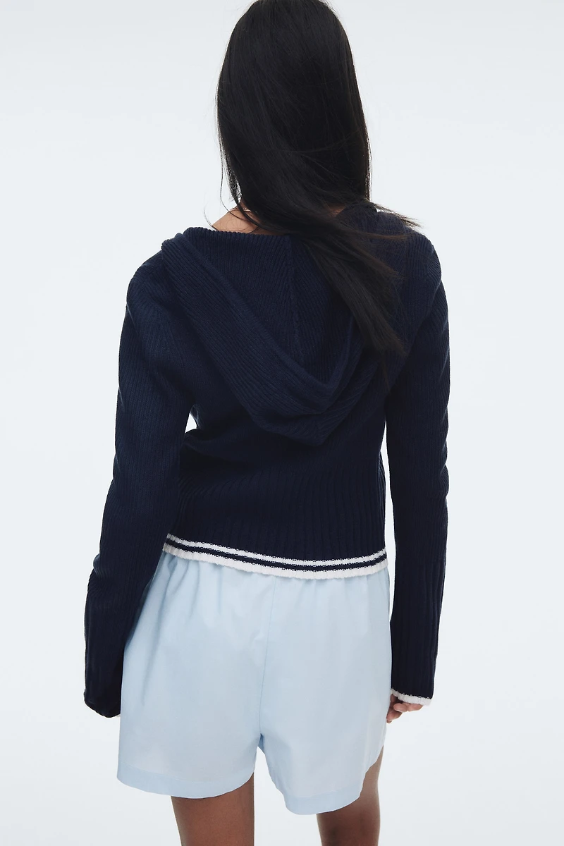 Hooded Cardigan with Zipper