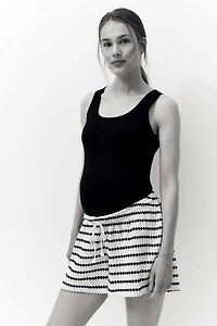 MAMA Pointelle-Knit Drawstring Shorts