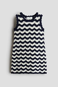 Appliquéd Open-Knit Dress