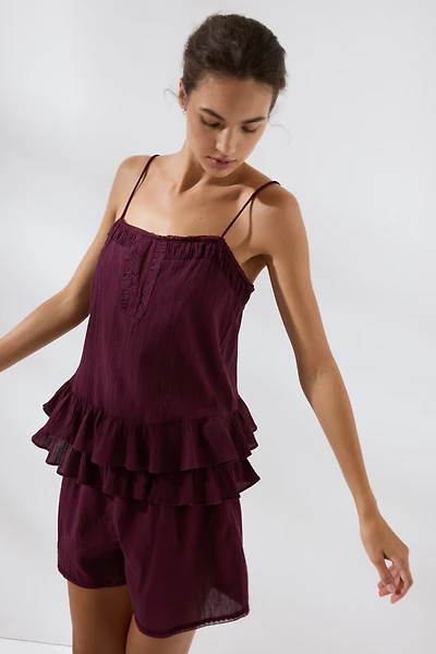 Lace-Trimmed Cotton Pajamas