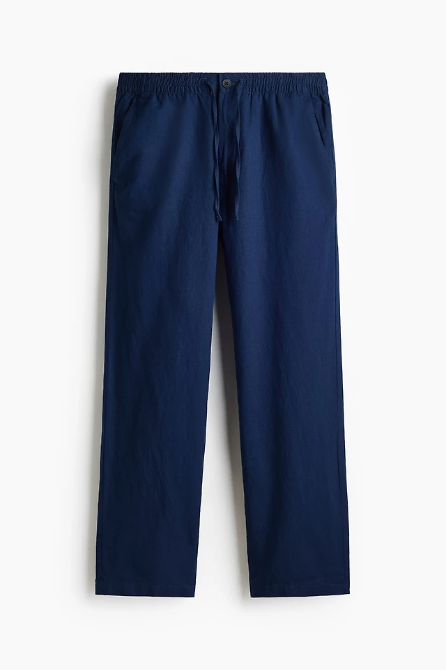 Regular-Fit Linen-Blend Pants