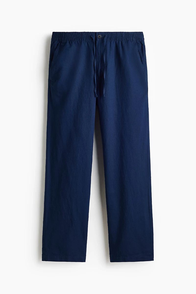 Regular-Fit Linen-Blend Pants