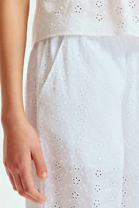 Eyelet-Embroidered Pants