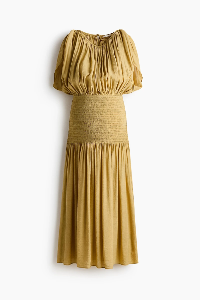 MAMA Smocked Cape-Detail Nursing Dress