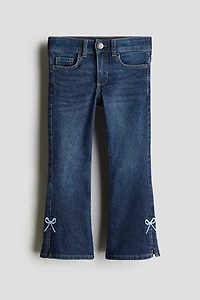 Embroidered-Detail Flared Jeans