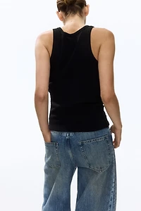 Ribbed Lace-Inset Tank Top