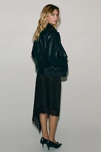 Asymmetric Lace-Trimmed Skirt