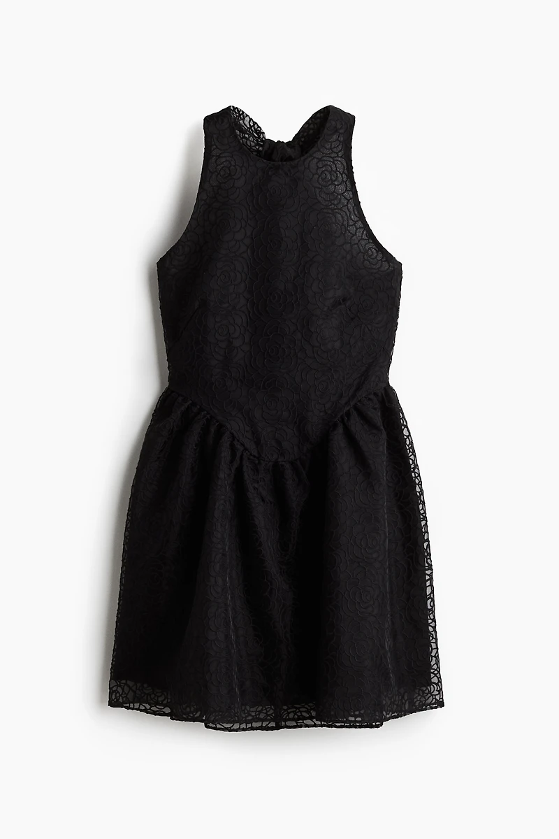 Embroidered Halterneck Dress