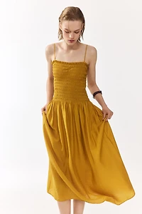 Smocked-Bodice Strappy Dress