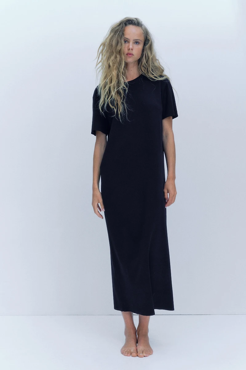Fine-knit T-shirt dress