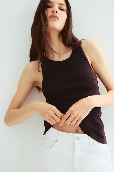 Ribbed Silk-Blend Tank Top