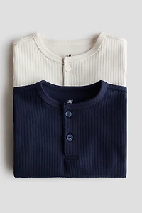 Lot de 2 T-shirts en coton à col tunisien