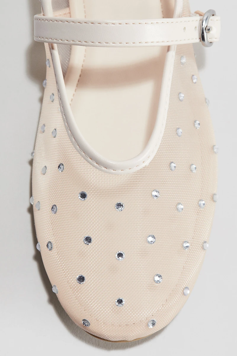 Embellished Mesh Ballet Flats