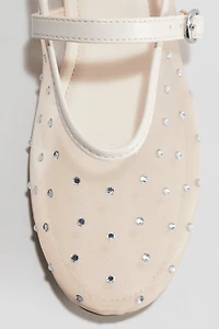 Embellished Mesh Ballet Flats