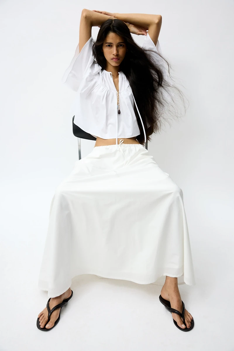 Jupe maxi en popeline de coton