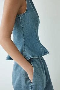 Denim Peplum Top