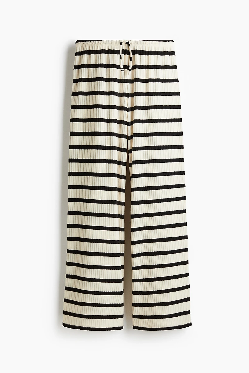 Wide-Leg Rib-Knit Pants