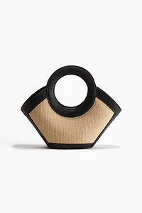 Coated-Detail Straw Handbag