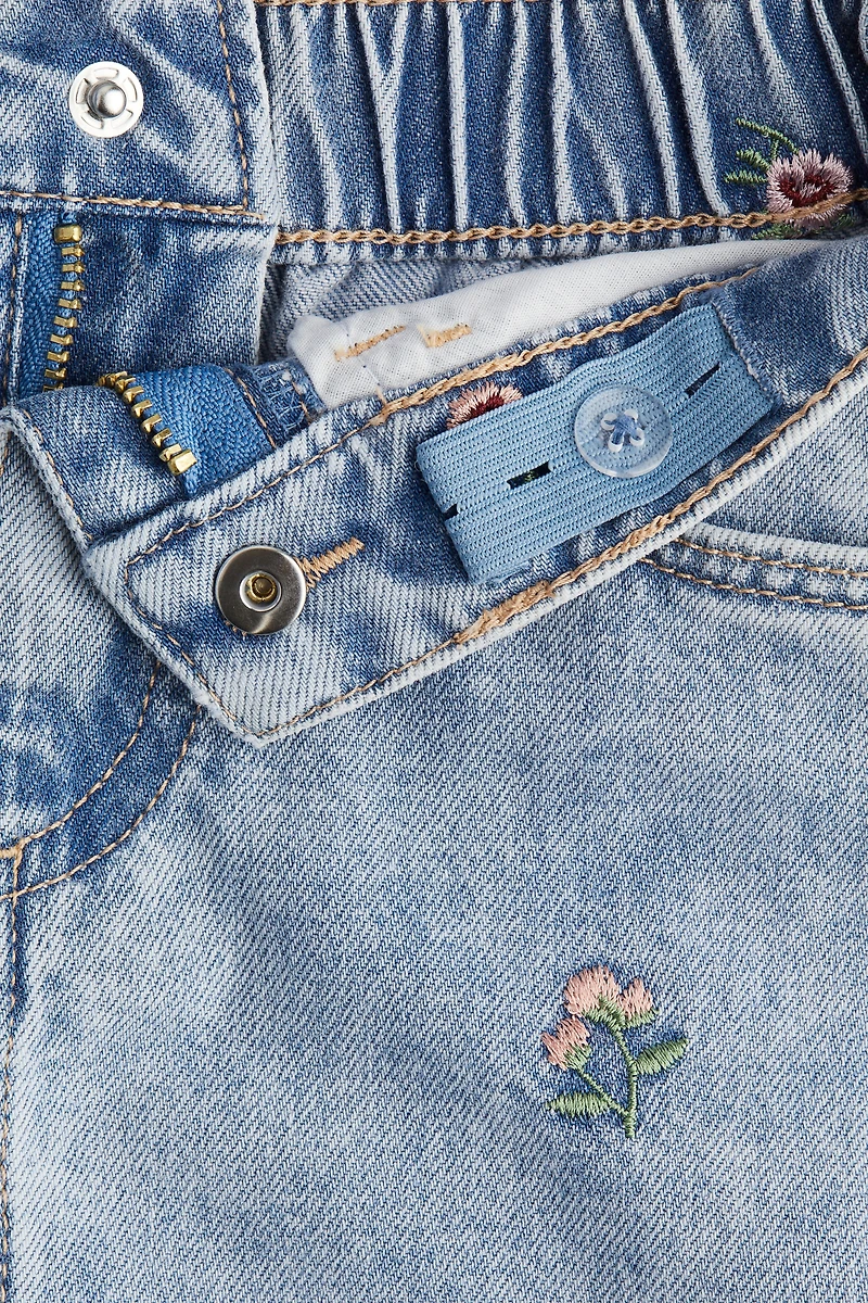 Embroidered-Detail Denim Skirt