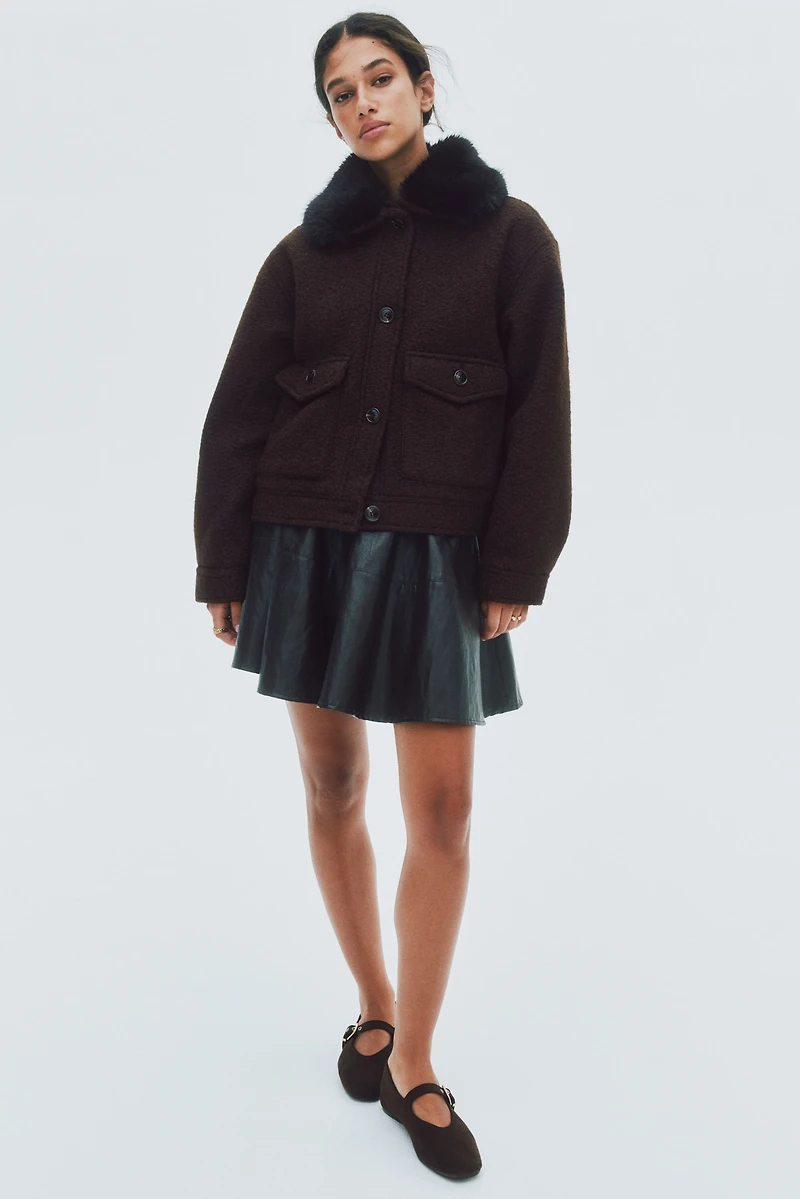 Veste en sergé avec col duveteux