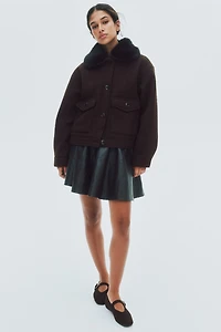 Veste en sergé avec col duveteux