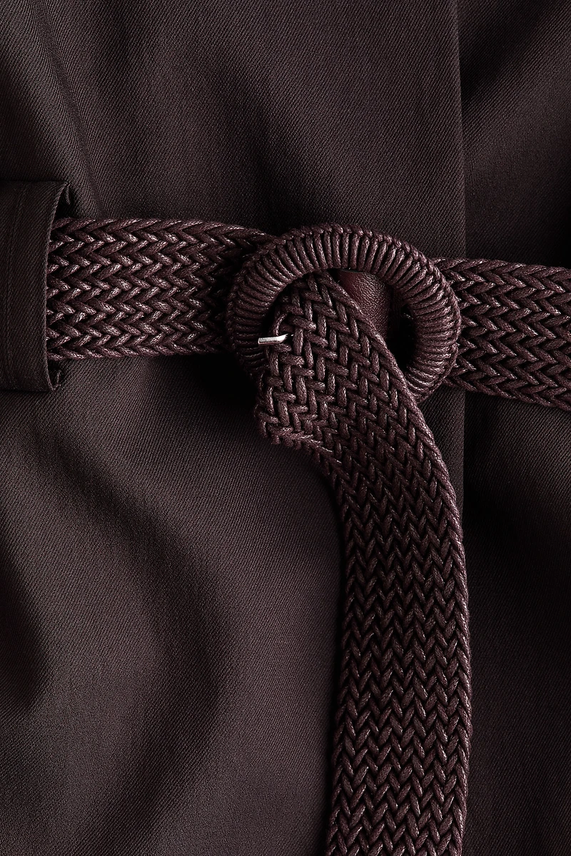 Belted Lapelless Jacket