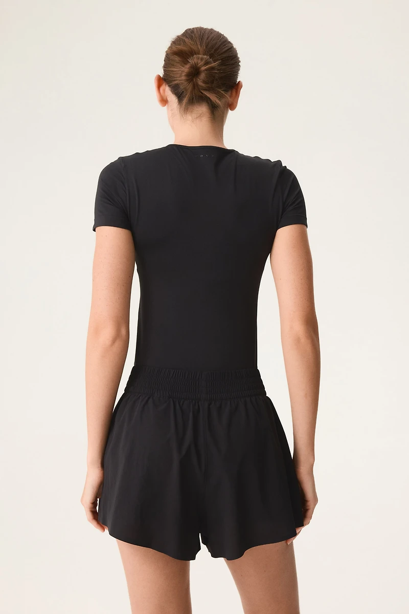 Layered Sports Shorts with Pocket