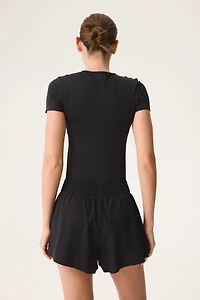 Layered Sports Shorts with Pocket